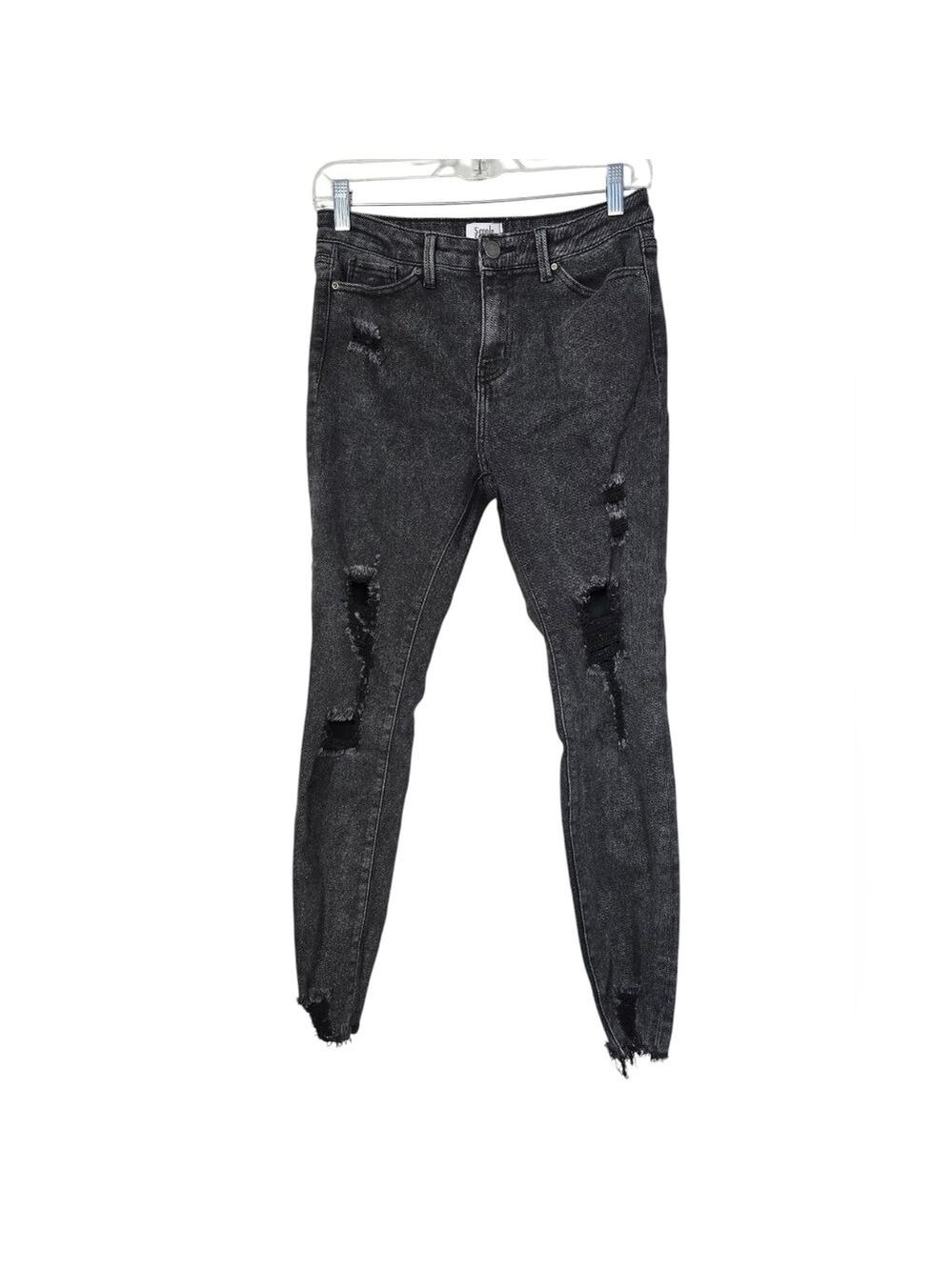 Simple Society Dark Gray Distressed Jeans 7/28